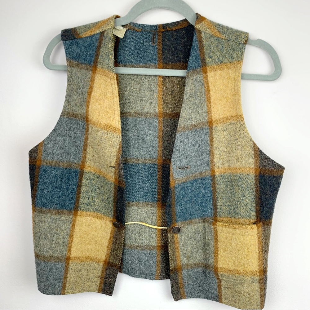 Vintage Range Jacket Plaid Wool Vest